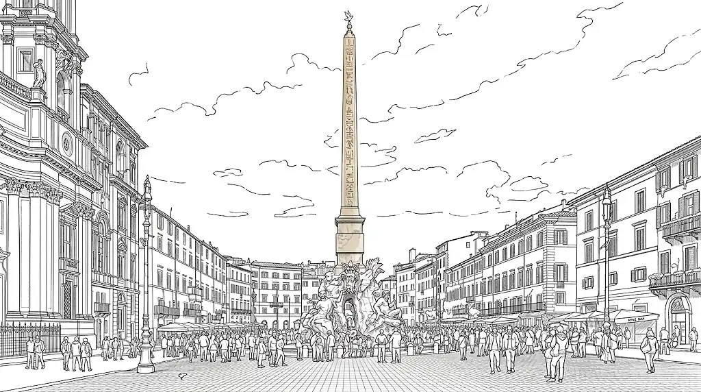 Fontana dei Quattro Fiumi - Piazza Navona Rome - Agonale Obelisk Bernini