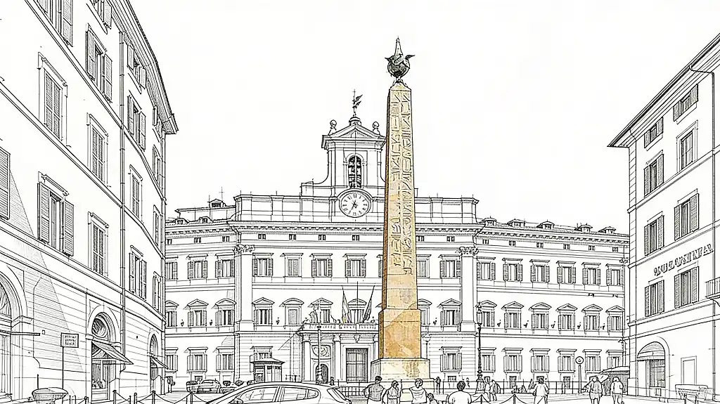 Campense Obelisk - Piazza Montecitorio Rome - Augustus sundial